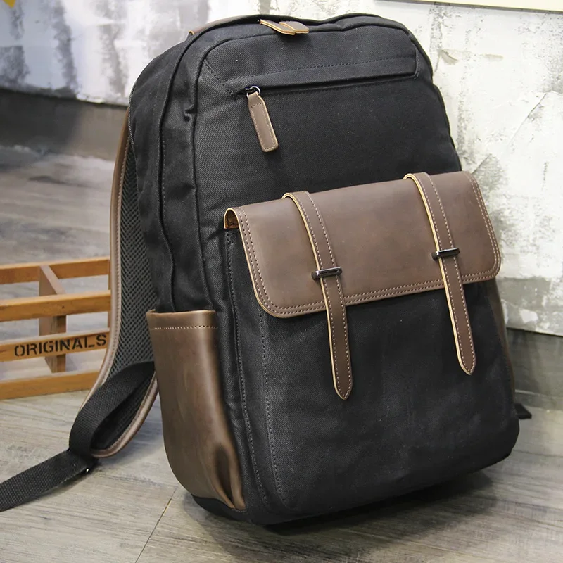 Stylish Canvas Men's Backpack with Large Capacity for School and Travel