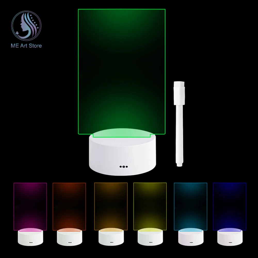 크리에이티브 7 색 LED 야간 조명 노트 보드, 재기록 가능 메시지 보드, 따뜻한 부드러운 조명, USB 전원 야간 램프, 휴일 선물 