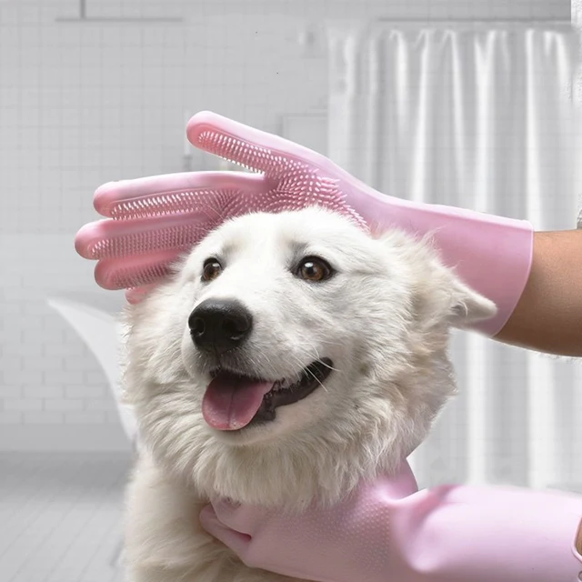 Pet Dog bath accessories Scrub brush Teddy silicone bath gloves anti-scratch and anti-bite bath products 3