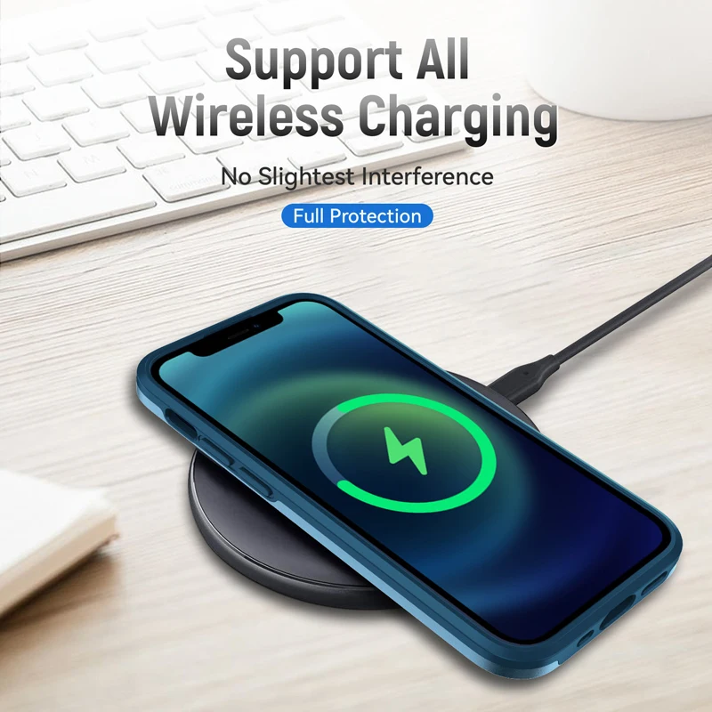 Bananq Custodia per telefono con ricarica wireless per iPhone 15 14 13 Mini 12 11 Pro Max 8 7 6 Plus X XS XR SE2 SE3 Armatura antiurto_voghion.com