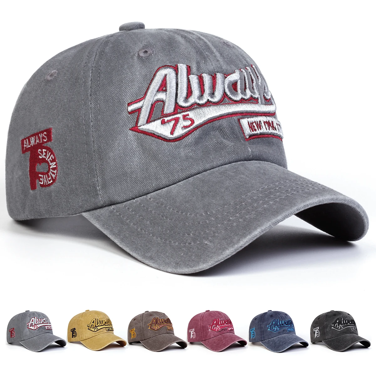 Unisex Always75 Baseballkappe mit Buchstaben-Stickerei, Verstellbare Outdoor-Kappe für Frühling und Herbst, Lässiger Sonnenschutz-Hut