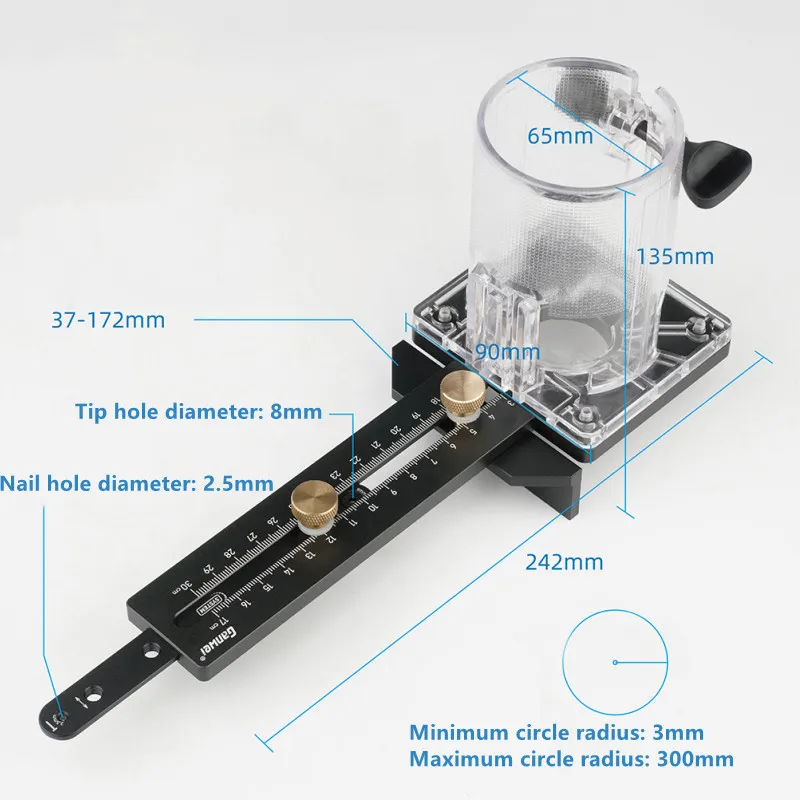Woodworking Circle Cutting Jig for Electric Trimming Machine Wood Router Milling Circle Slotting Base DIY Tools with Scale Fence wood router machine trimming machine base slotting guide base