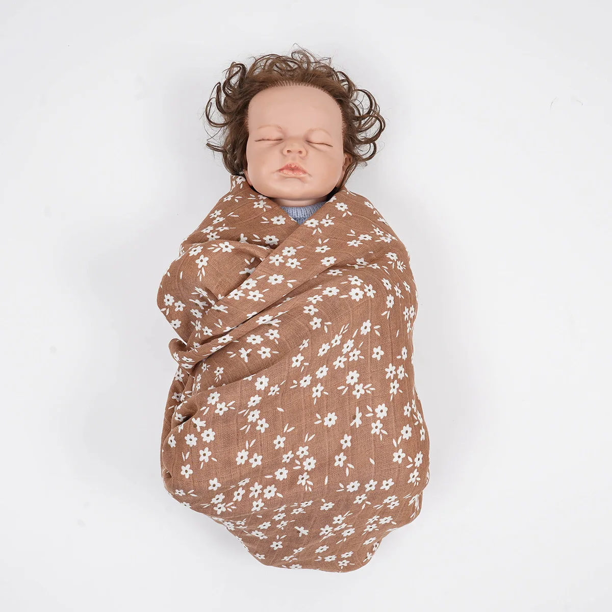 2pcs/set Bamboo Cotton Soft Baby Wrap Ins Baby Blanket 120*110cm Muslin Blanket 6
