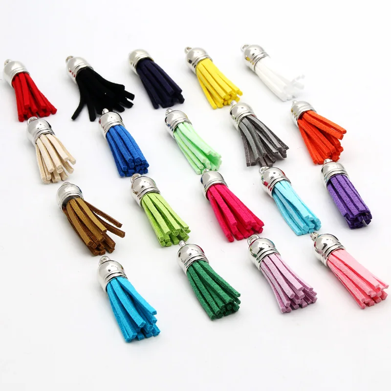 10Pieces/Pack 38mm Keychain Tassels Bulk Suede Leather Colored Tassel  Pendants with Gold Cap for Keychain Craft and DIY Project - AliExpress