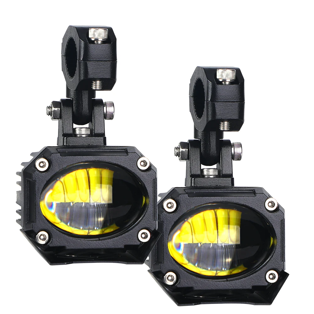 Motorcycle LED Spotlight Fog light With Relay Switch Glass lens Driving