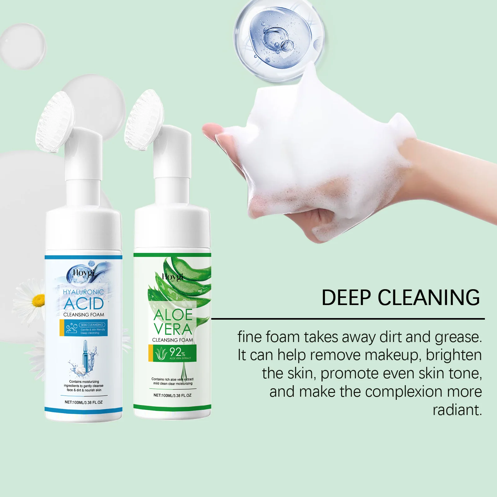 Aloe Vera Cleanser Moisturizing Oil Control Gentle Cleansing Skin Brightening Rejuvenation Unclog Pore Hyaluronic Acid Face Wash 4