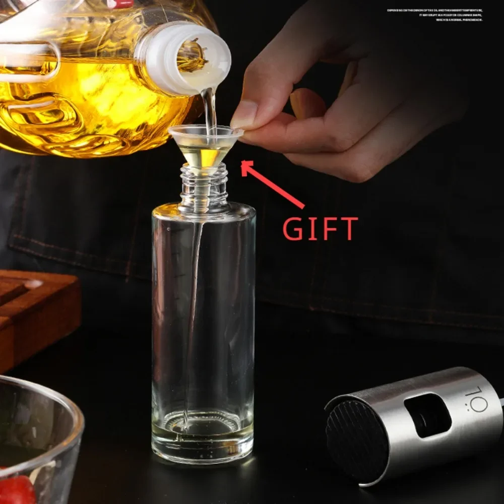 요리를위한 주방 오일 유리 펌프 분무기 100ml 올리브 오일 스프레이 샐러드 바베큐 주방 베이킹 구이 도구에 대한 누출 방지 병
