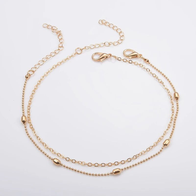 Silver Anklet Bracelet Ankle Chains Beads Anklet Trendy Jewelry Female Anklets Barefoot Crochet Sandals Foot Jewelry Leg New Anklets On Foot Ankle Bracelets For Women Leg Chain