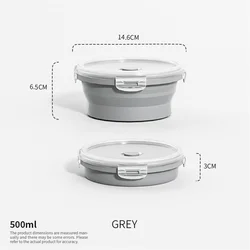 Compact Collapsible Silicone Food Storage Container with Lid - Microwave and Freezer Safe Lunch Box (YH1115grey)