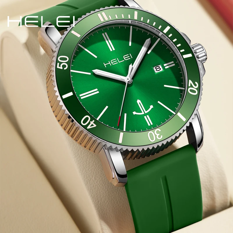 HELEI2024 new fashion trend hot models heart series multi-function quartz men's quartz watch men's waterproof wristwatch