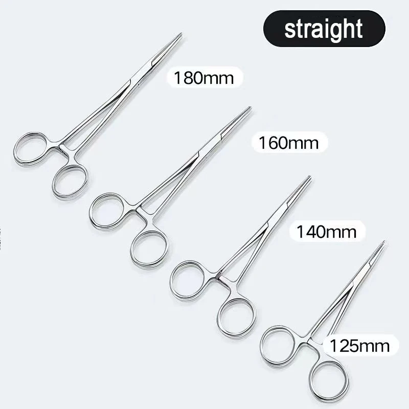 12.5/14/16/18/20/24 Stainless Steel Hemostatic Clamp Forceps Surgical Forceps Tool Hemostatic Pliers Straight/Elbow Tips