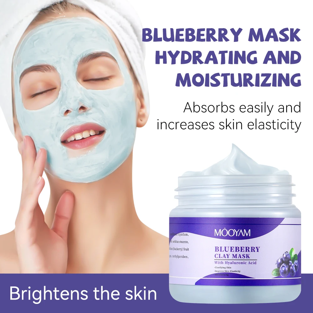 120g Blueberry Cleaning Mud Mask Moisturizing Acne Treatment Blackhead Remove Pores Purifying Moist Mask Korean Cosmetics