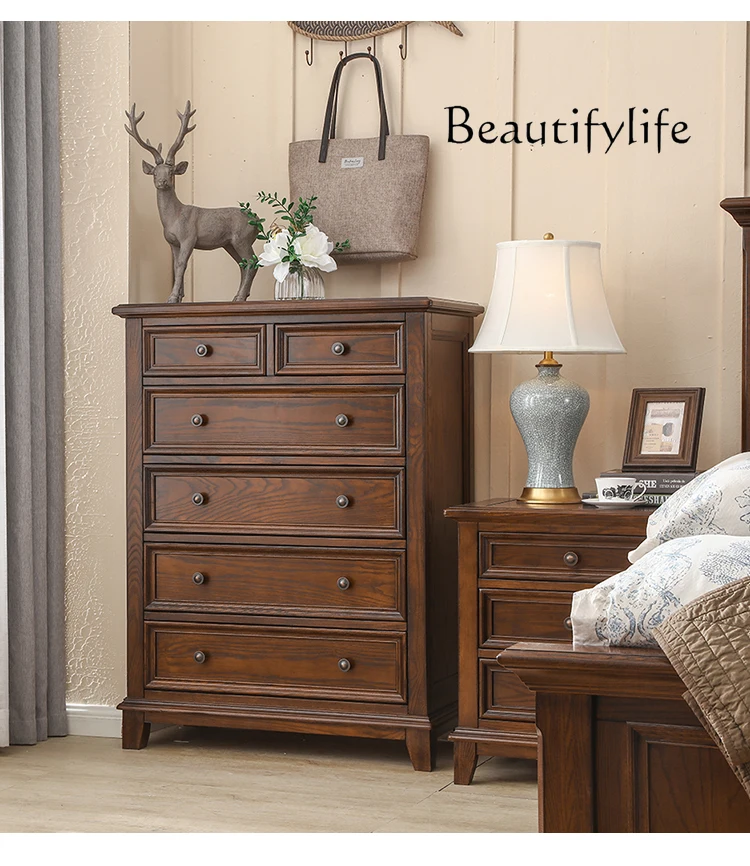 

American Country Retro Solid Wood Sideboard Modern Living Room Locker Simple Home Entrance Cabinet