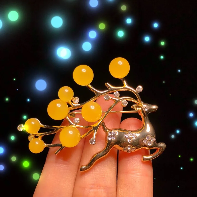 

Natural amber brooch brooches gifts for women fawn amber brooch pin geometric brooch indian jewelry