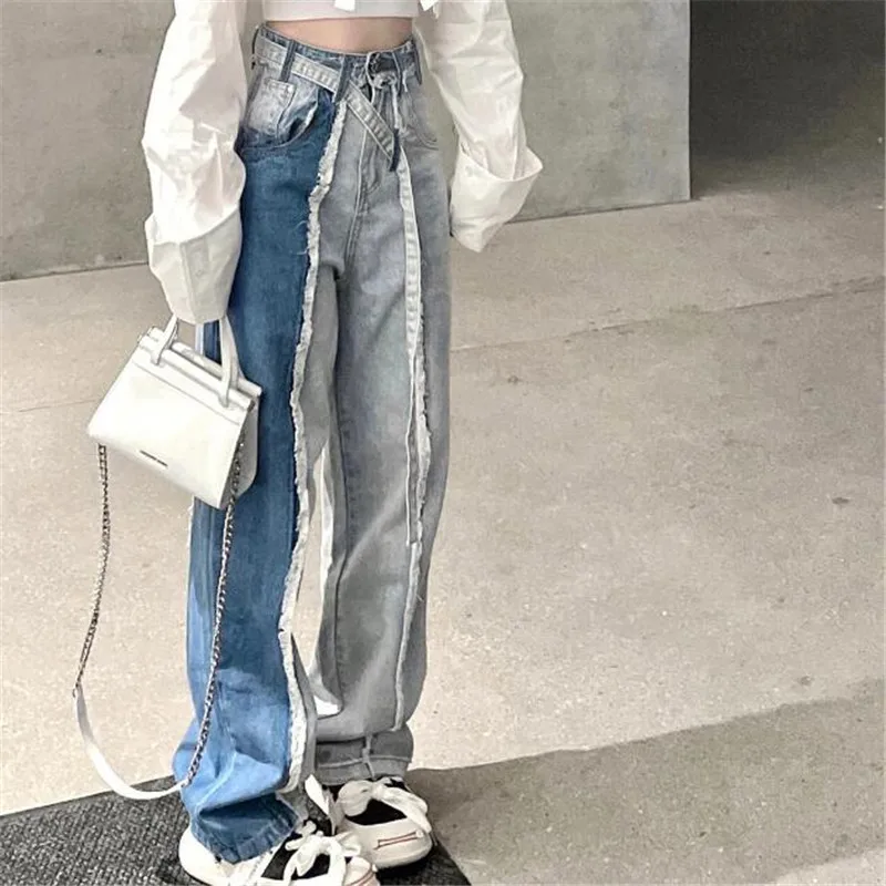 

Women Clothing Denim Pants High Waist Vintage Straight Leg Jeans