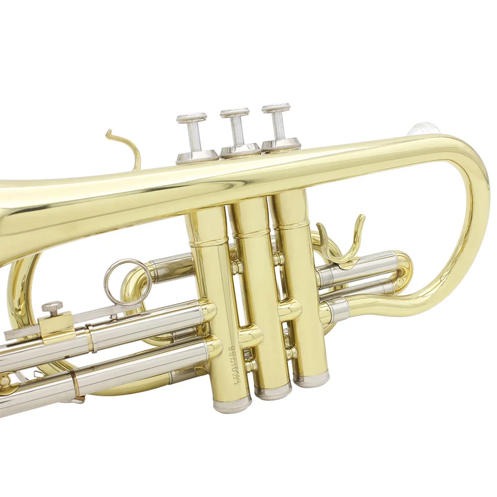 SLADE Professional Cornet Silver and Gold Plated Horn B-flat Professional Brass Instrument Cornet with Box Accessories