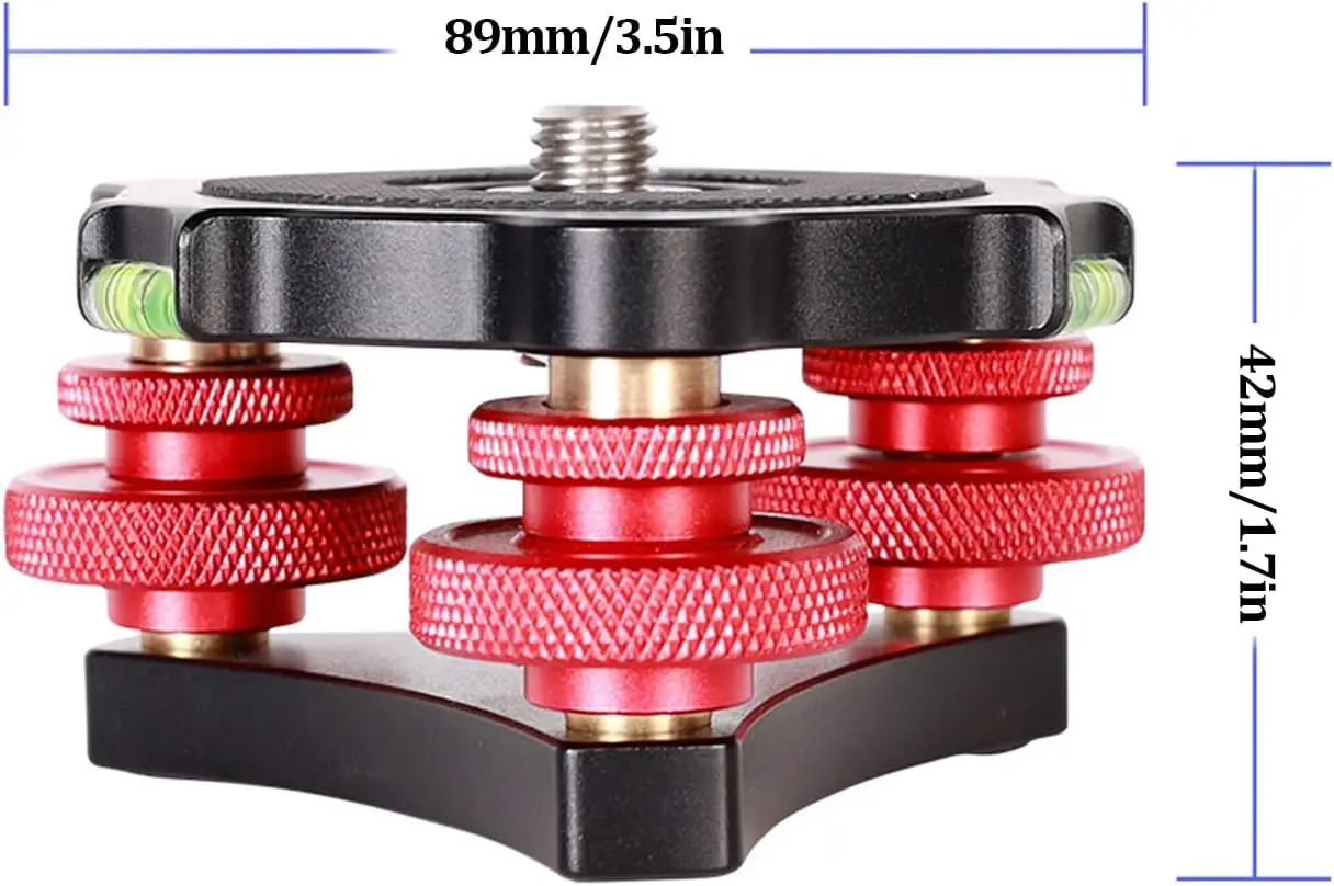 Camera Leveler LP‑64 Camera Tripod Ball Head Leveling Base Aluminum Triple Wheel Leveler Bubble Level Tripod Head Leveling Base