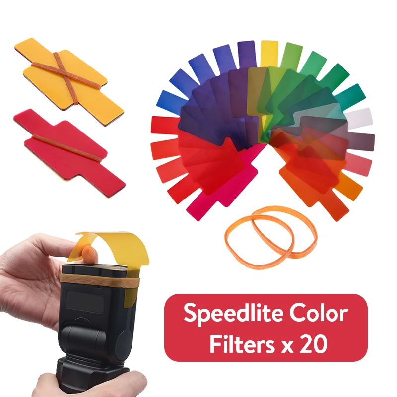 Flash Speedlite Color Gels Filters Cards 20Pcs For Canon For Nikon Yongnuo DSLR Camera Photographic Gels Studio Flash Accesoires flash diffuser,photographic filter