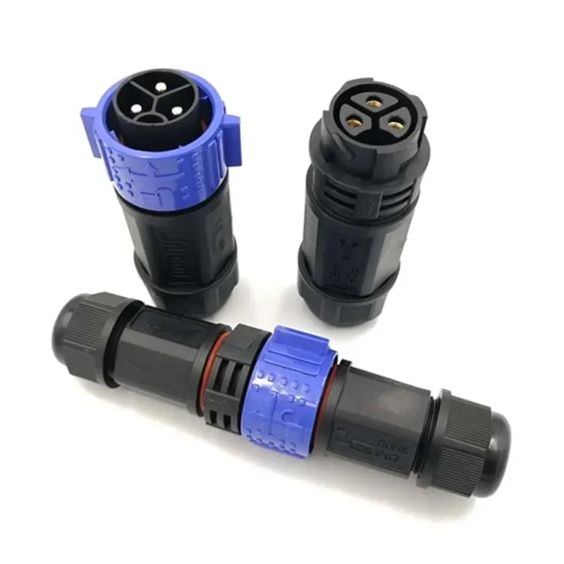 50A M25 방수 커넥터, IP67 2 3 핀 수 암 커넥터, 6-18mm 300V 고전류 도킹 납땜 나사 잠금 와이어 플러그