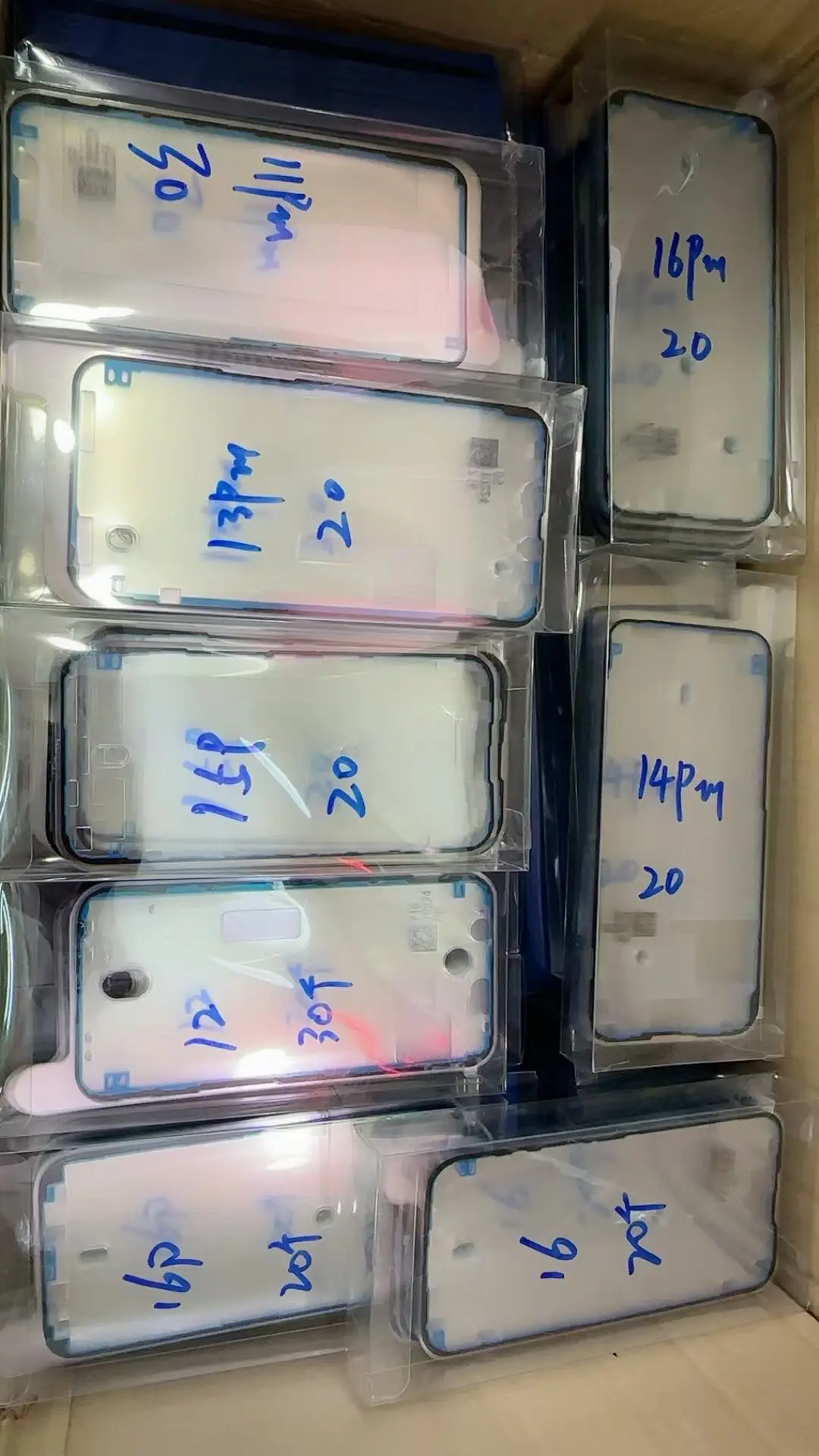 20PCS Ori 스크린 방수 접착 스티커 iPhone 16 Pro Max 12 13 Mini 14 15 Pro Max 14 Plus LCD 전면 하우징 프레임 테이프