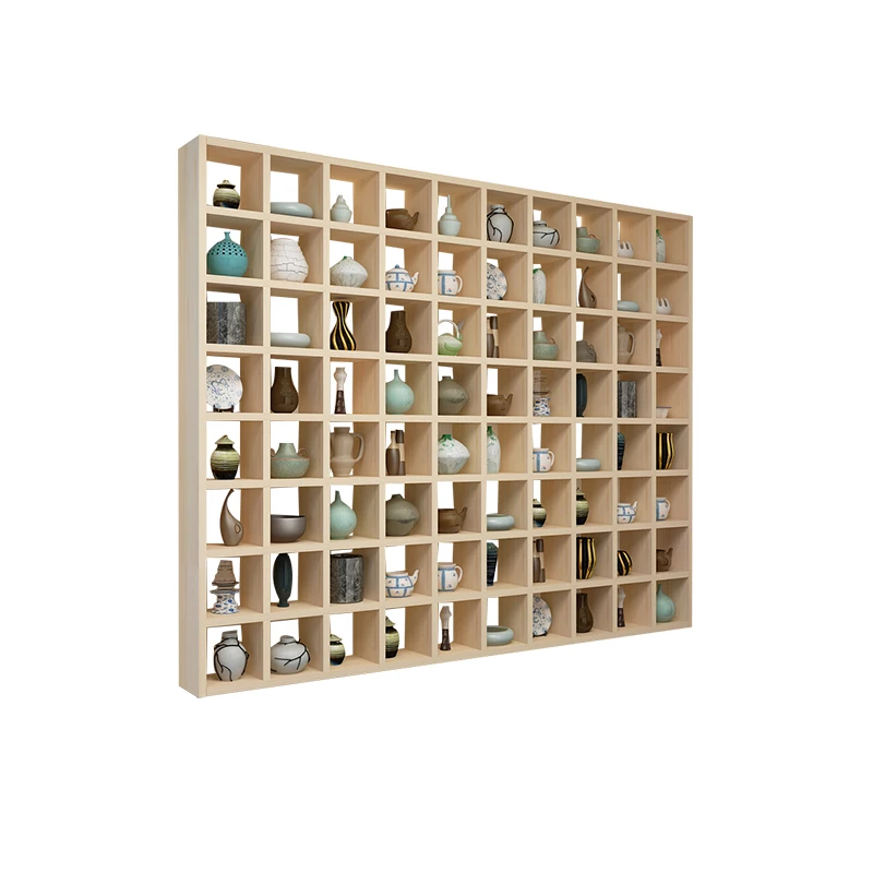 

Полка из цельной древесины, настенная полка, стеллаж для чайных чашек и чайников, креативная сетчатая полка Duobao Ge