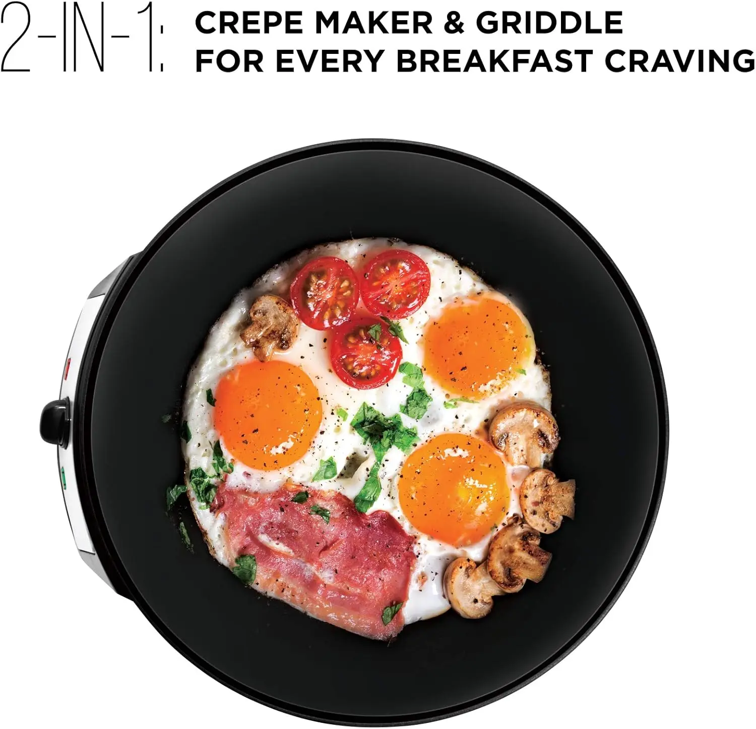Electric Crepe Maker & Griddle, Precise Temperature Control Skillet for Perfect Brunch Blintzes, Pancakes, Eggs, Bacon 5