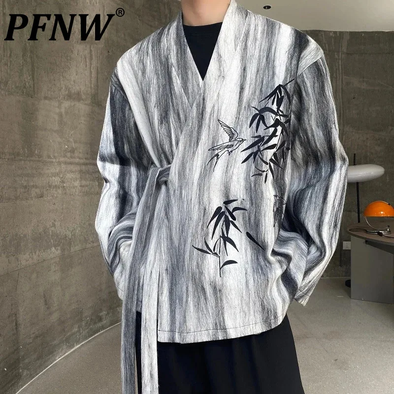 

PFNW Vintage Embroidery Men's Suit Jackets Chinese Chic Male Slanted Cardigan Niche Design Casual Coats 2024 Spring New 9C3861