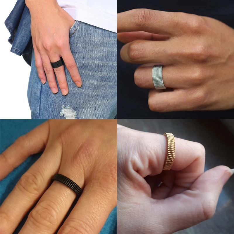 Fashion Rings Unisex Elastic Mesh Stainless Steel Ring Circle Woven Mesh Vintage Women Men Wedding Rings Jewelry Friends Gift 2025 fashion rings wedding rings mesh band ring fashion ring stainless steel rings finger rings metal rings