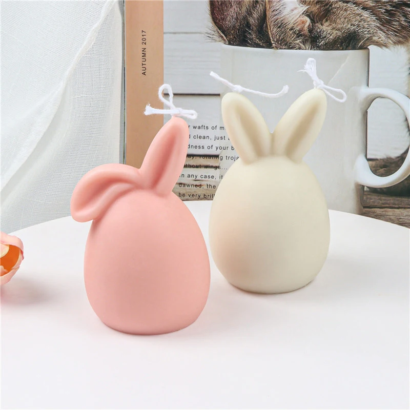 둥근 계란 토끼 캔들용 실리콘 몰드, 3D 토끼 설탕 회전 캔들 몰드, 할로윈 부활절 계란 토끼 아로마 테라피 비누 몰드