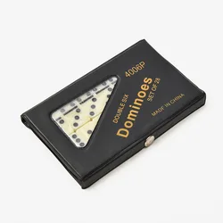 Vibrant Double Sixes Dominoes Set with Durable PVC Storage Box (Black)
