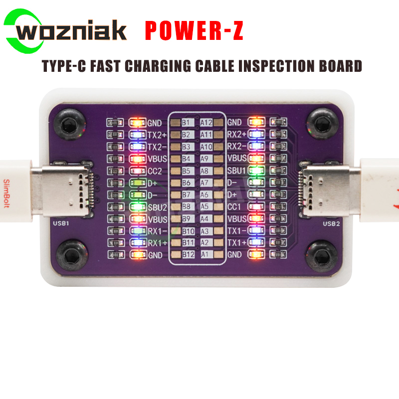 POWER-Z Dual Type-C Fast Charging Cable Inspection Board for IPhone  Android Phone Cable Testing And Line Sequence Testing