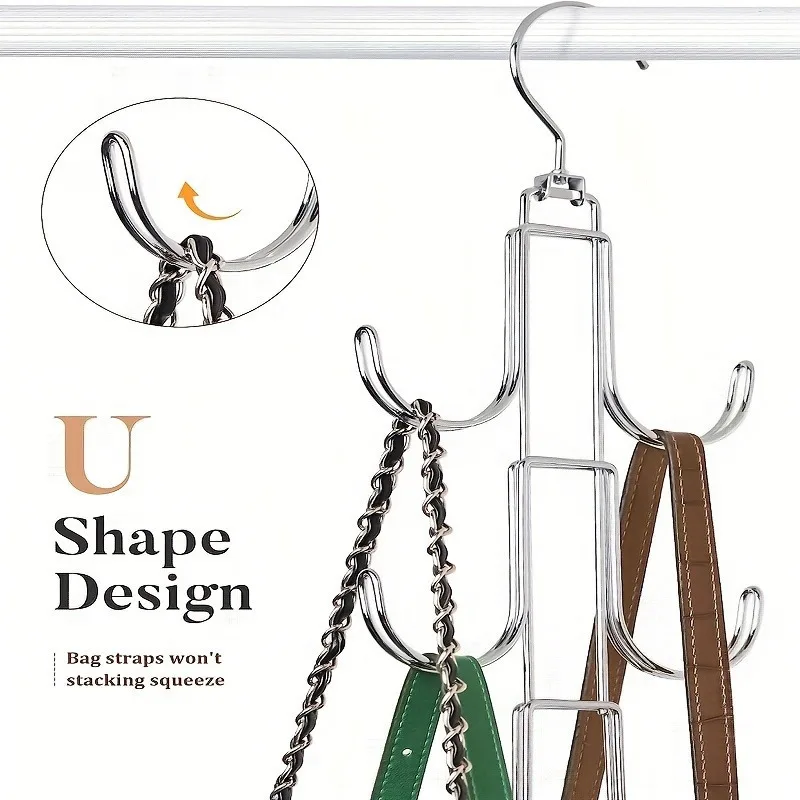 Storage Hanger Hook Storage Hanger 1pc 360 Degree Rotatable Metal Purse Hanger Organizer for Closet-Keep Purses Visible and in Good Condition