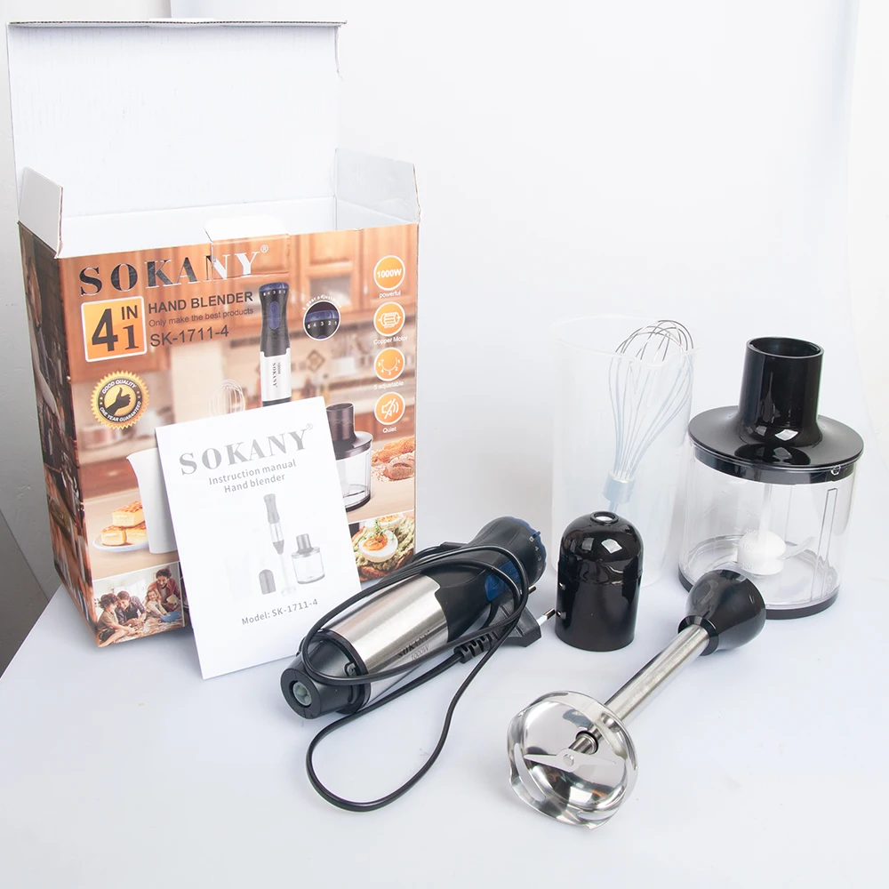 1000W キッチン浸漬ブレンダー、4-In-1 ステンレス鋼ハンドヘルド