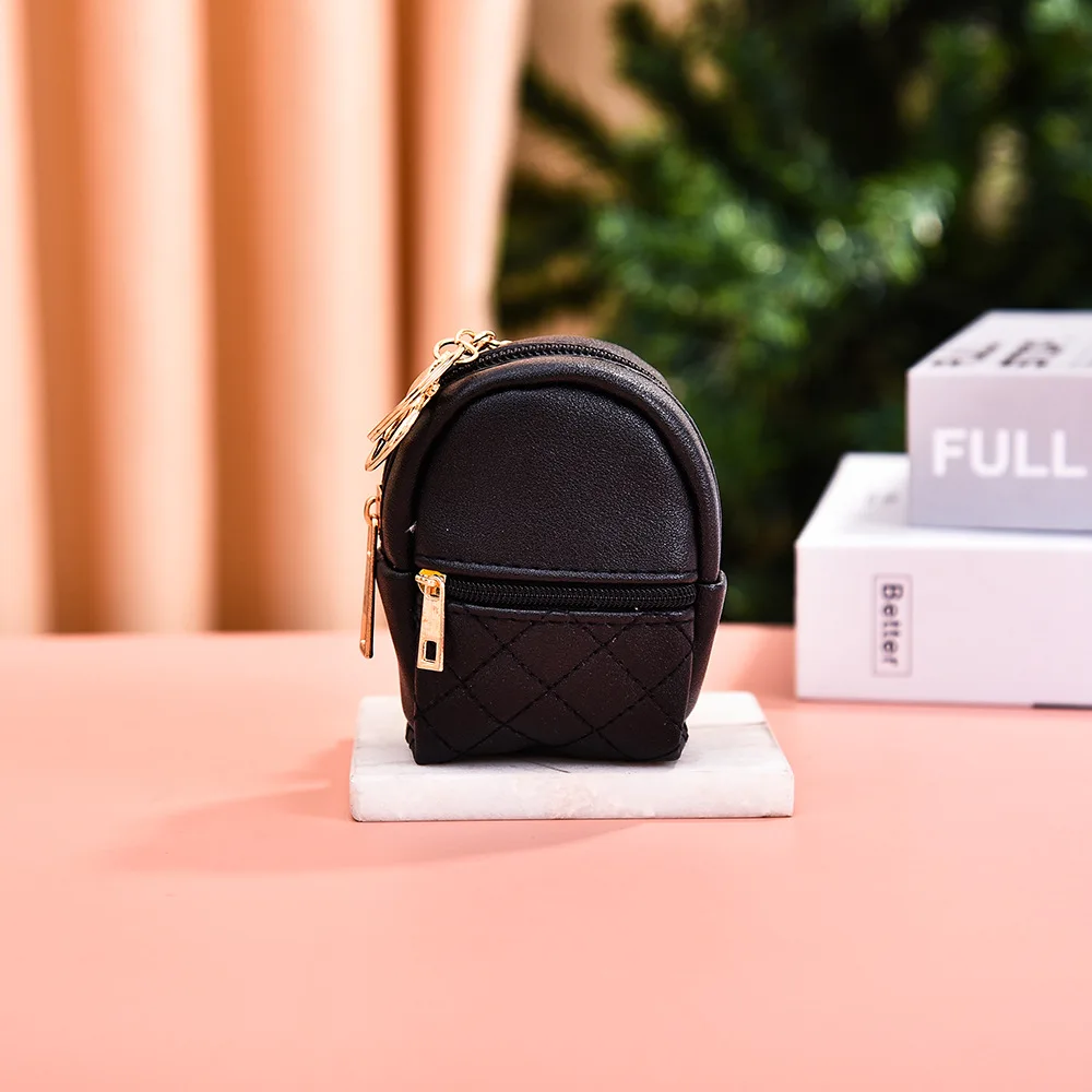Mini Backpack Cosmetic Bag For Women Pendant Keychain Keyrings Pu Leather Makeup Lipstick Bag Card Holder Organizer Zipper Pouch
