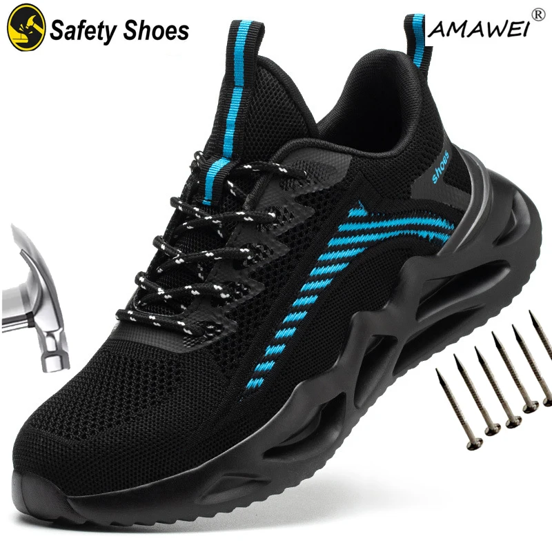 

AMAWEI High-quality Safety Shoes Protective Work Boots Safety Steel Toe Shoes Men Anti-smash Anti-puncture Indestructible Shoes