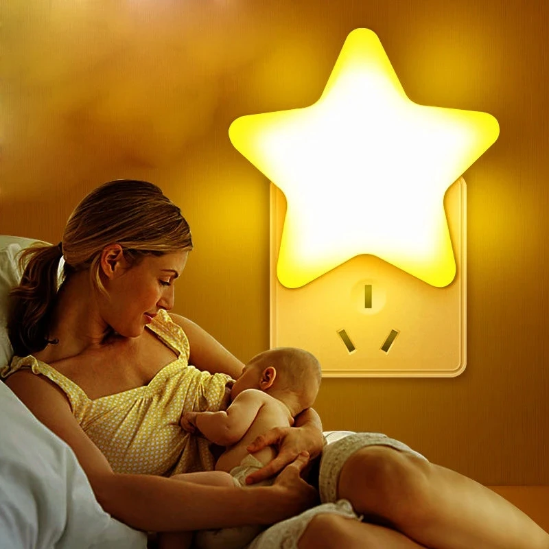 

Star LED Night Lights Intelligent Light Control Socket Lamp US/EU Plug-in Light For Children's Bedroom Hallway Stairs Lighting