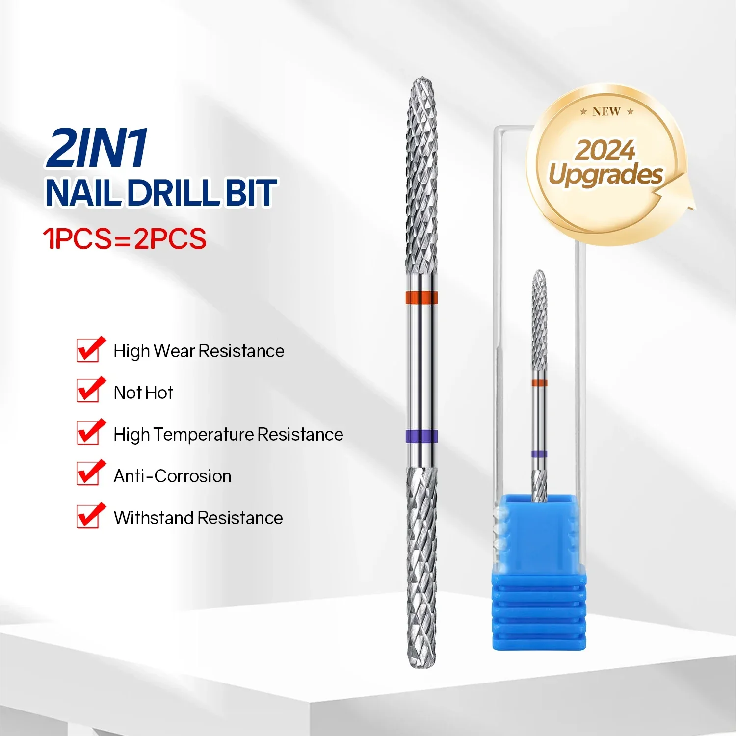 1PCS Double Side Tungsten Blue Red Carbide Nail Drill Bit Electric Nail Mills Cutter for Manicure Gel Polish Remover Files