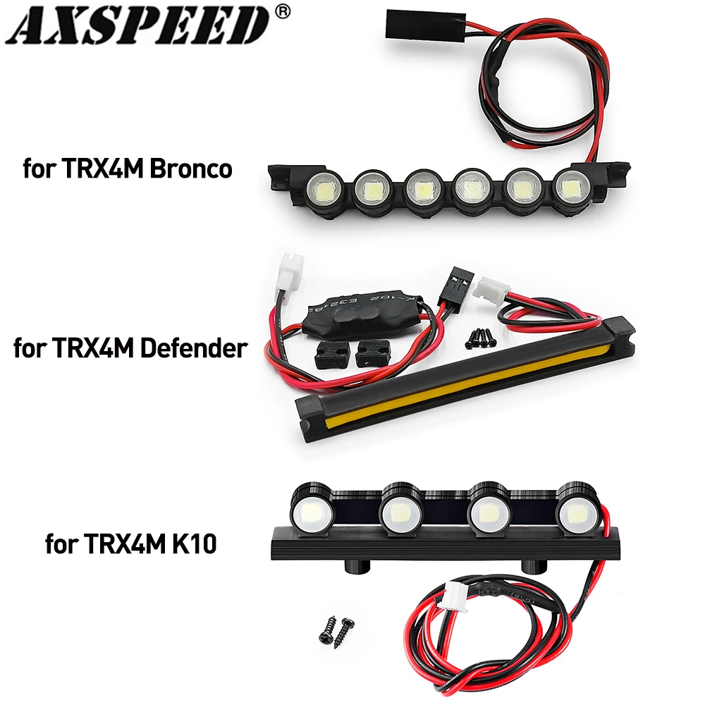 Axspeed Plastic Roof Light Led Lights Bar Fari Spotlight Fanali Posteriori Per 1/18 Micro Crawler Trx4M Bronco Defender K10 Parts