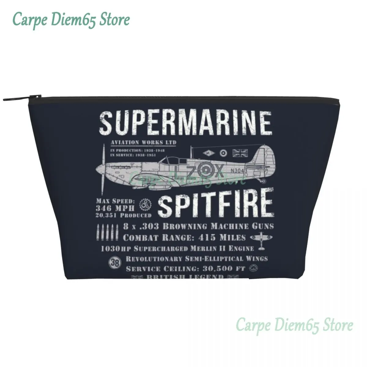 

Travel Spitfire Toiletry Bag Fighter Pilot Aircraft Airplane Plane Cosmetic Makeup Organizer Beauty Storage Dopp Kit Case