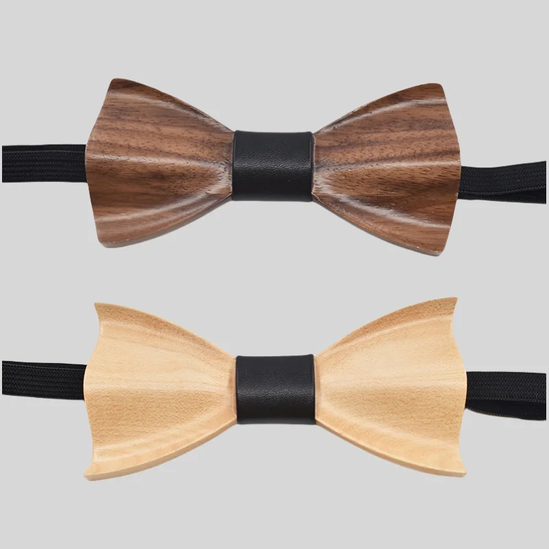 New Kid 3D High-end Wooden Bow Tie Boys and Girls Dress Shirts Suits Bow Tie Children Boys Girls Wooden Decoration
