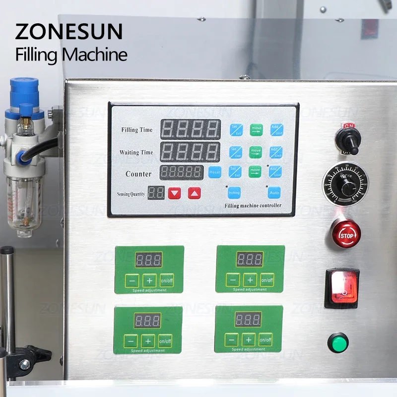Desktop Automatic 4 Heads Peristaltic Pump Liquid Filling Machine With Conveyor for Perfume Water Filler ZONESUN ZS-DTPP4B