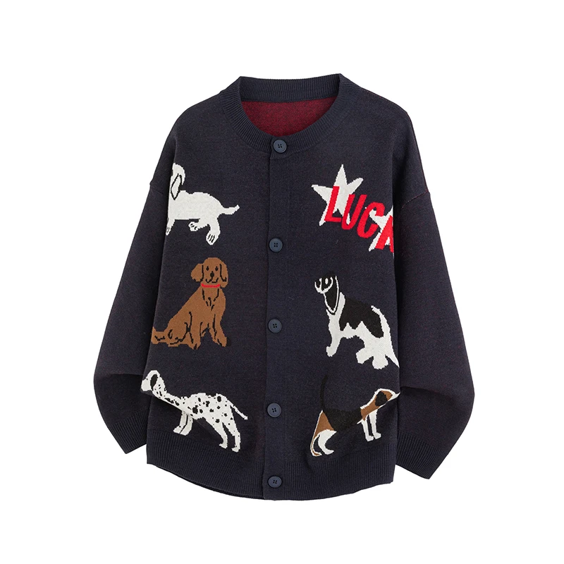 الرجال المنزل مريح متعدد الوظائف الترفيه المنزل الملابس ربيع الخريف موضة الاتجاه الحيوان الطباعة الدافئة سترة مشغولة من الصوف