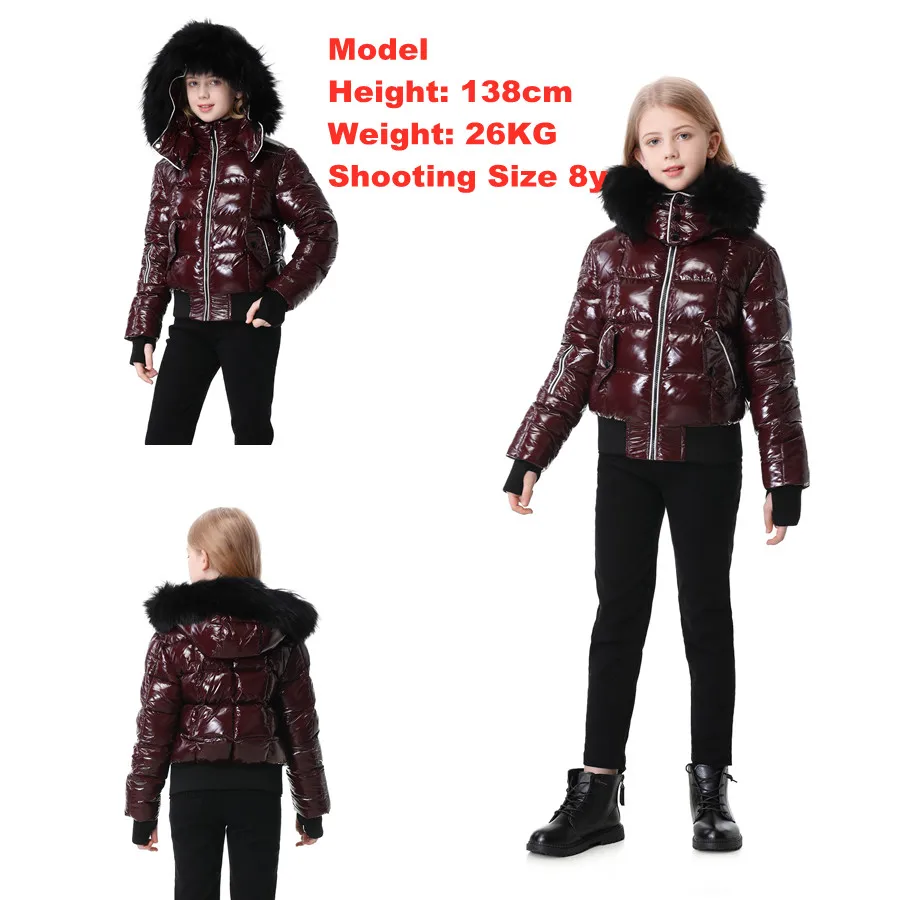 winter kids coat waterproof shine fabric filling white duck down girls boys children coats AP 2025