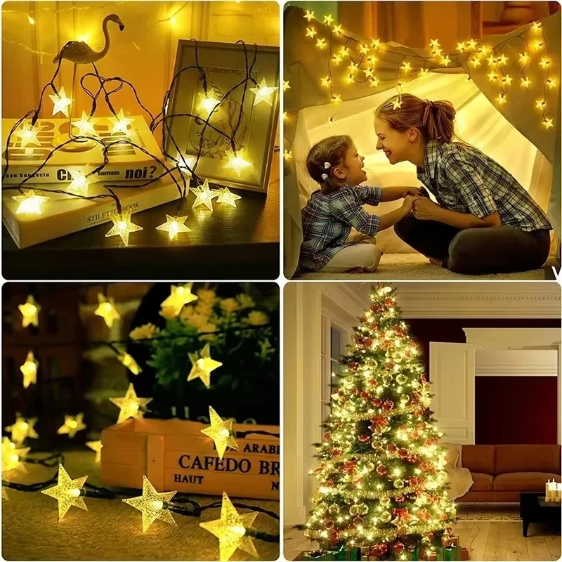 Solar-Powered Twinkling Star Fairy Lights - Waterproof Outdoor Decoration