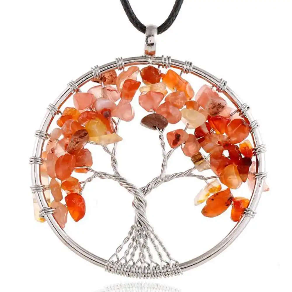 

Natural Red agate tree of life Lucky Amulet Pendant Women Gold Unisex Cross Fashion Beads Steel Healing Tibetan Amulet Jewellery