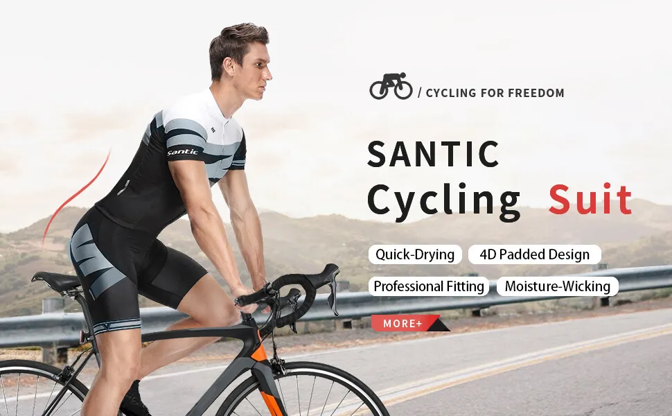 Santic Herren Sommer Radsportanzug 4D Polsterung Jersey Bike Bib Shorts MTB Radsport Set K20MT146 – Detail 1