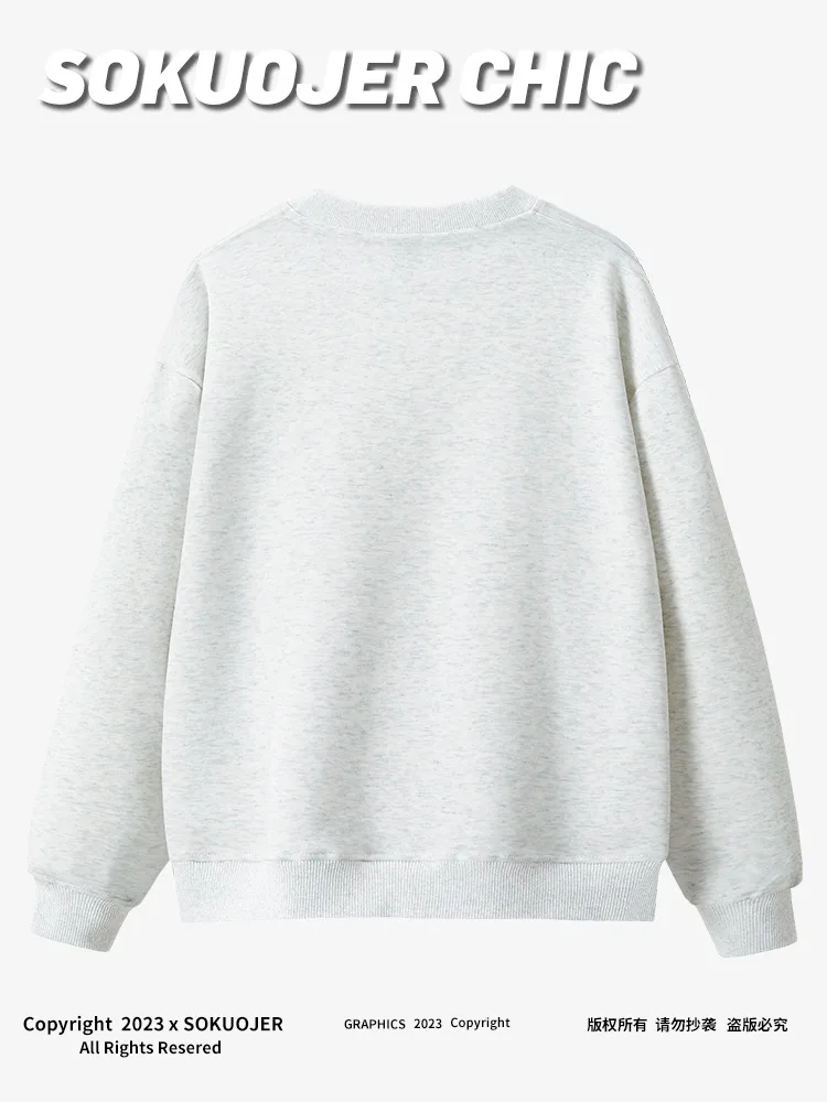 CGC Korean Fashion Animal Print Loose Sweatshirts Women Round Neck Hoodies High Quality Pure Cotton Loose Pullovers Casual Tops