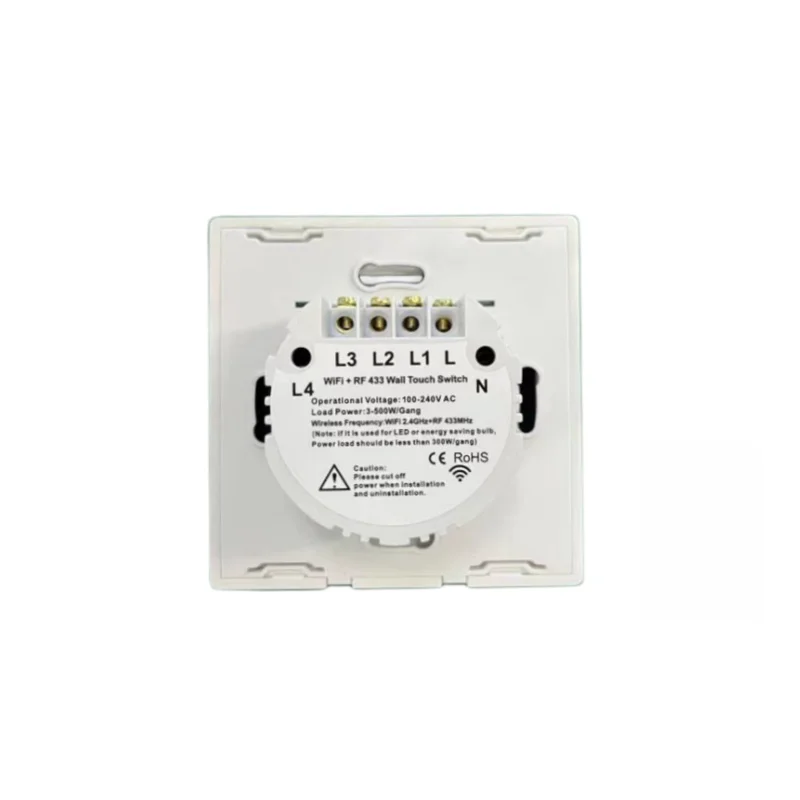 Tuya 와이파이 터치 스마트 스위치 조명, 중성선 유리 벽 없음, EU 110V-220V, 온오프 1, 2, 3/4 갱, 알렉사 구글