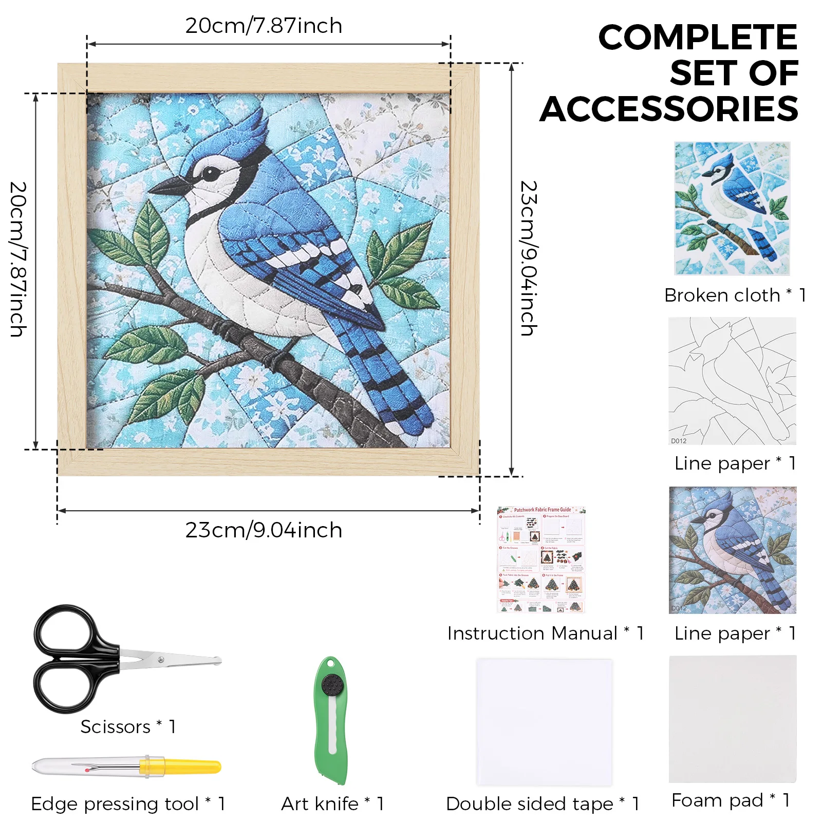 DIY Fabric Art Kit with Wood Frame and Tool for Office Decor - No Sew Craft Kit