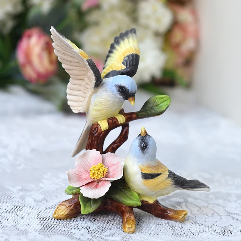 Ceramic Flower Bird Lovers Figurines, Cute Blue Ornament, Porcelain Animal  Figurine, Home Decor, Garden Crafts, Room Decoration